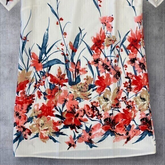 Fabrik Dress Womens Medium Floral Print Round Neck Knee Length Bohemian Coastal - Picture 3 of 14